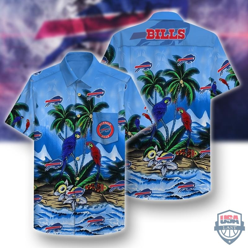 Buffalo Bills Parrots Couple Hawaiian Shirt Tropical Aloha Button Up