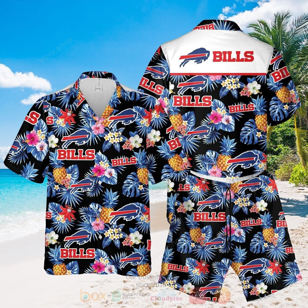 Buffalo Bills Pineapple Hawaiian Shirt Tropical Aloha Button Up
