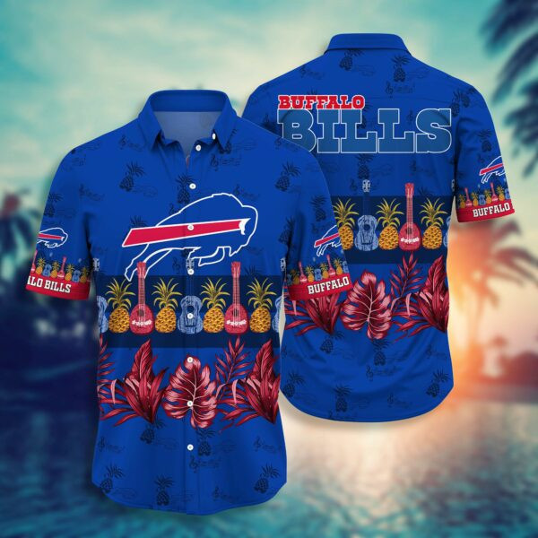 Buffalo Bills Pinneapple And Guitar Hawaiian Shirt Tropical Aloha Button Up