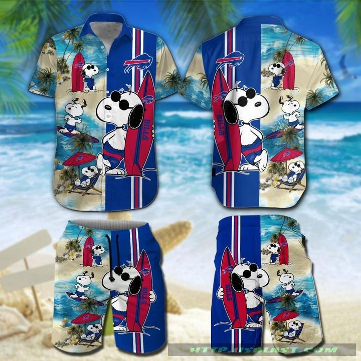 Buffalo Bills Snoopy Surfing Hawaiian Shirt Tropical Aloha Button Up