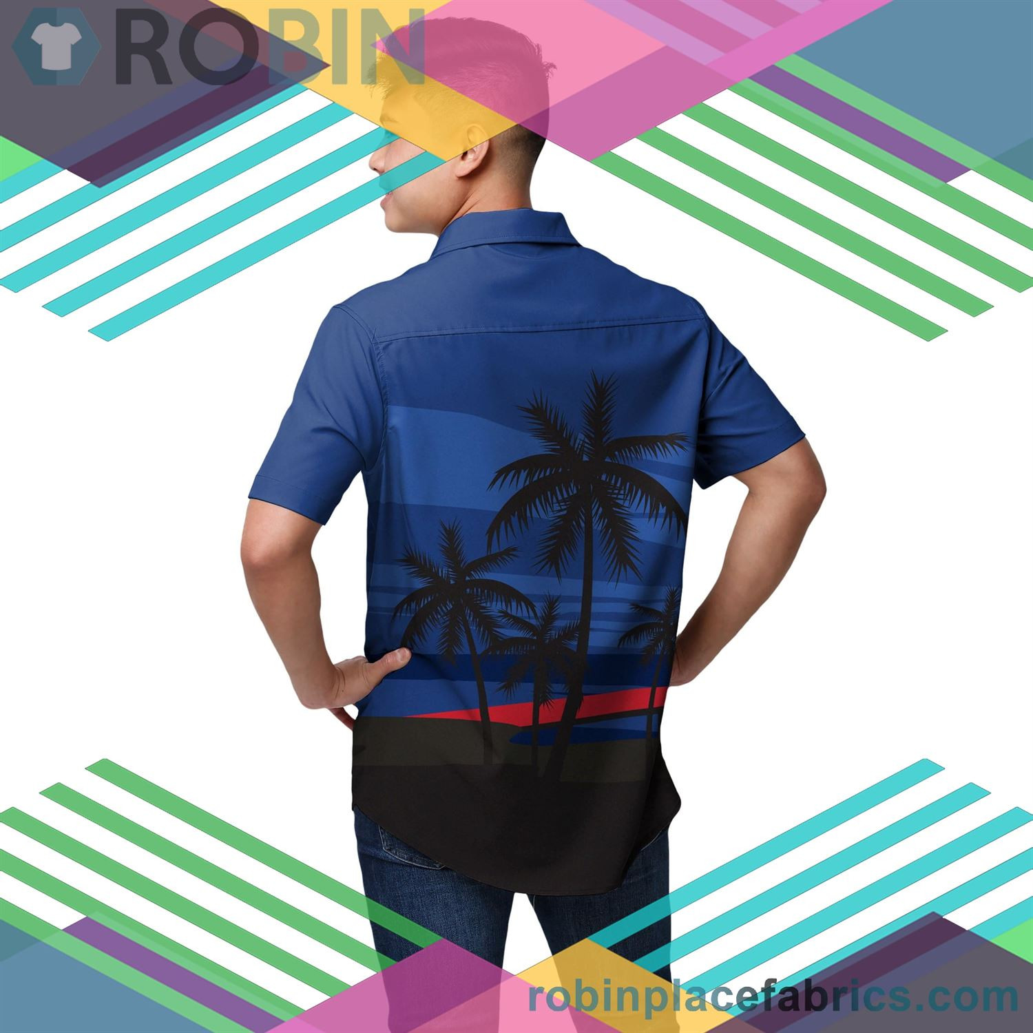 Buffalo Bills Sunset Up Hawaiian Shirt Tropical Aloha Button Up