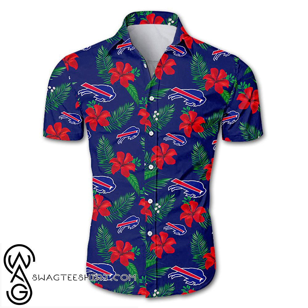 Buffalo Bills Tropical Flower Hawaiian Shirt Tropical Aloha Button Up
