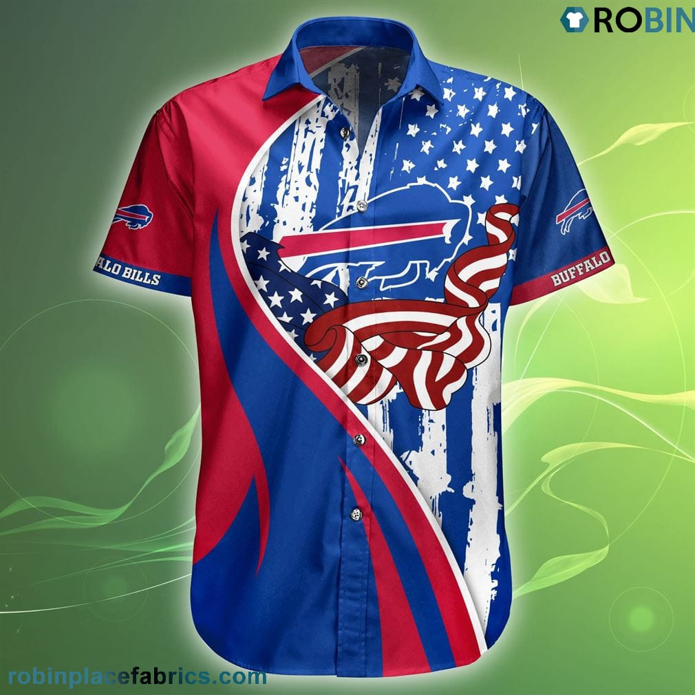 Buffalo Bills Vintage Us Flag Hawaiian Shirt Tropical Aloha Button Up