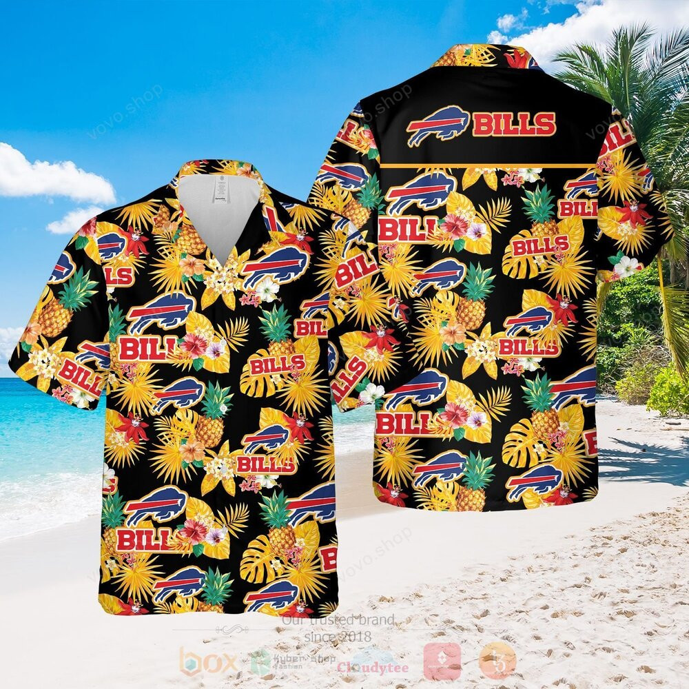 Buffalo Bills Yellow Black Football Hawaiian Shirt Tropical Aloha Button Up