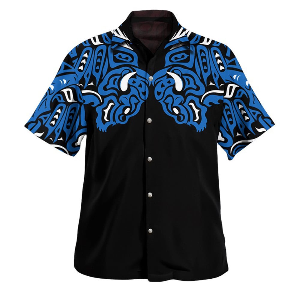 Buffalo Myth 3D Hawaiian Shirt Haida Art Style Buffalo Clothing Gift