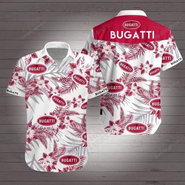 Bugatti Hawaiian Shirt Tropical Aloha Button Up