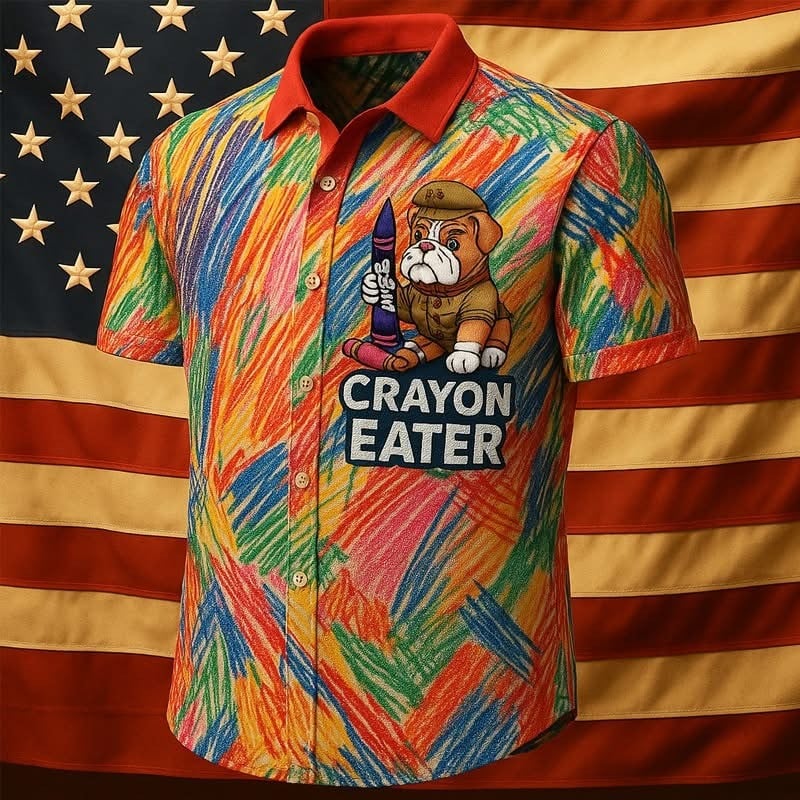 Bulldog USMC Crayon Eaters Hawaiian Shirt MER Crayon Eater Club Marine Pride Apparel