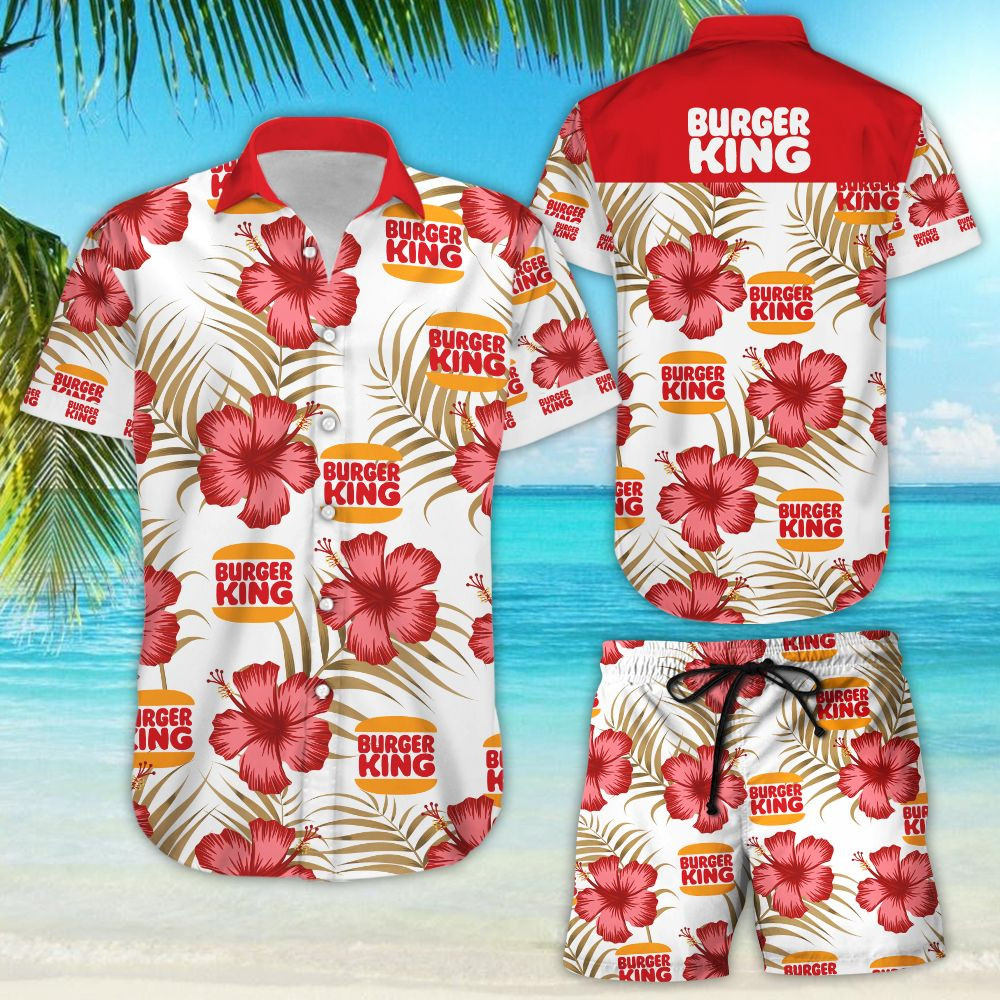 Burger King Hawaiian Shirt Tropical Aloha Button Up