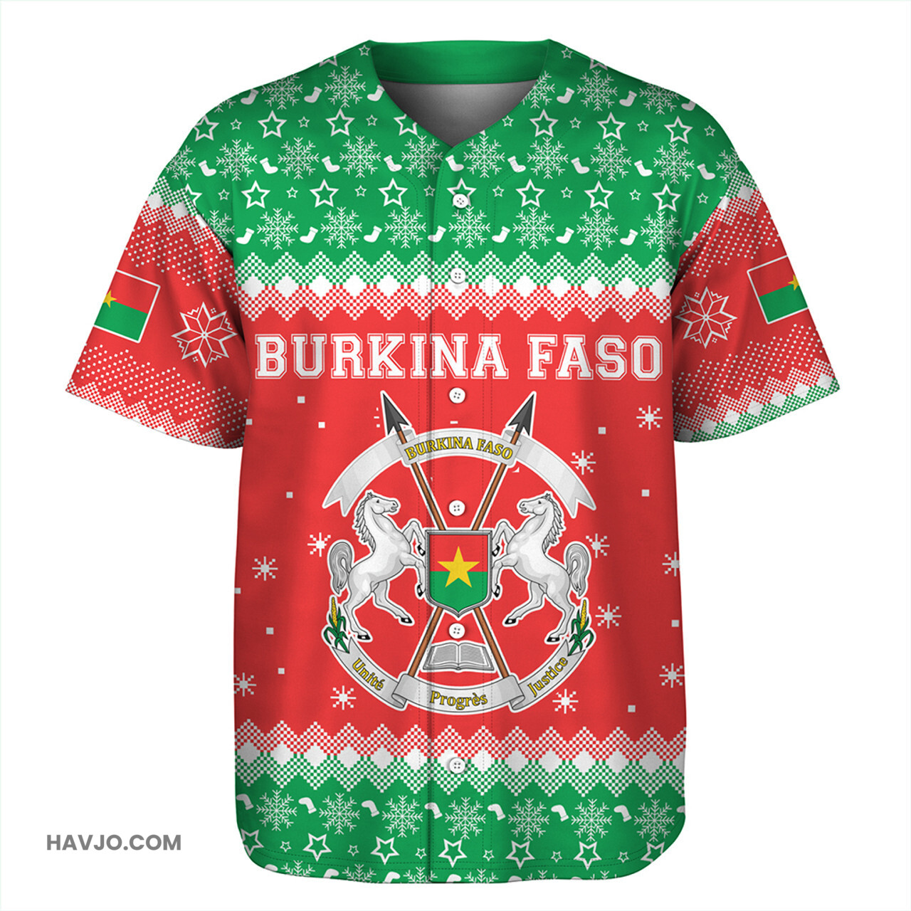 Burkina Faso Christmas Coat of Arms Baseball Jersey