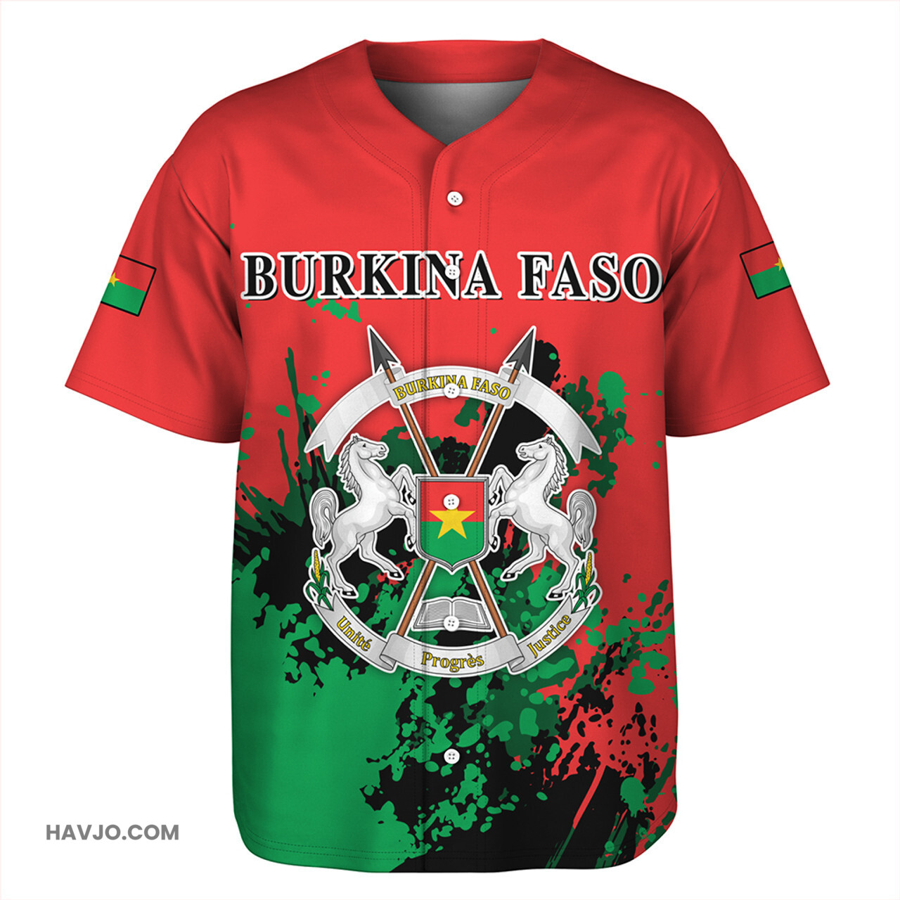 Burkina Faso Spanit Style Baseball Jersey