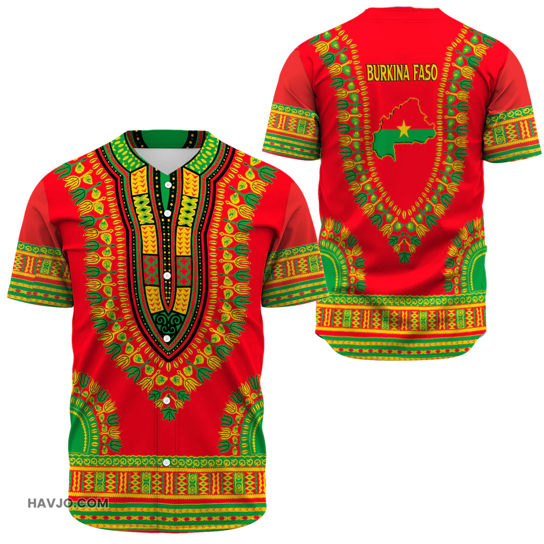 Burkina Faso Traditional Dashiki Baseball Jersey