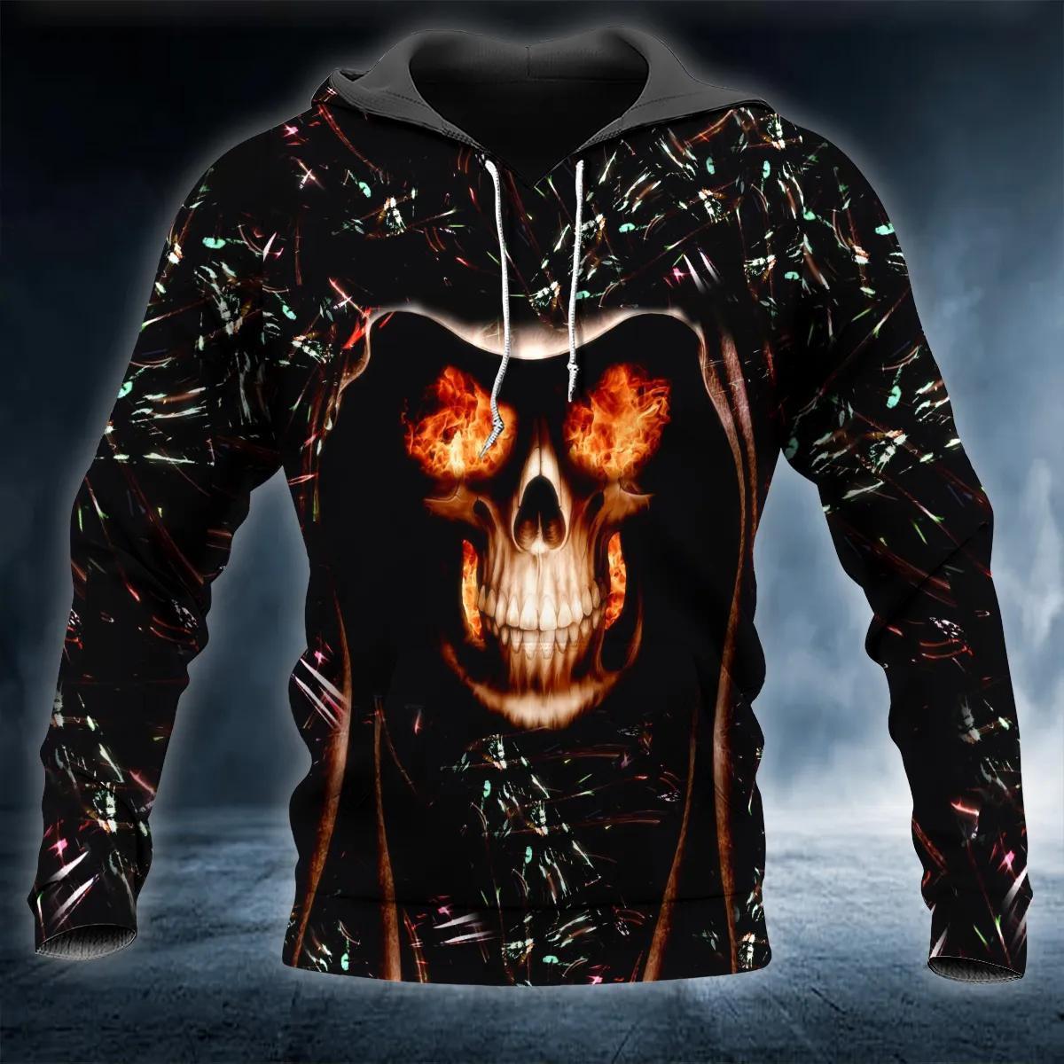 Burning Eyes Skull 3D All Over Print Hoodie