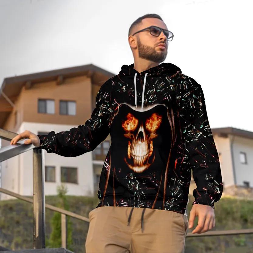 Alternative view of Burning Eyes Skull 3D All Over Print Hoodie