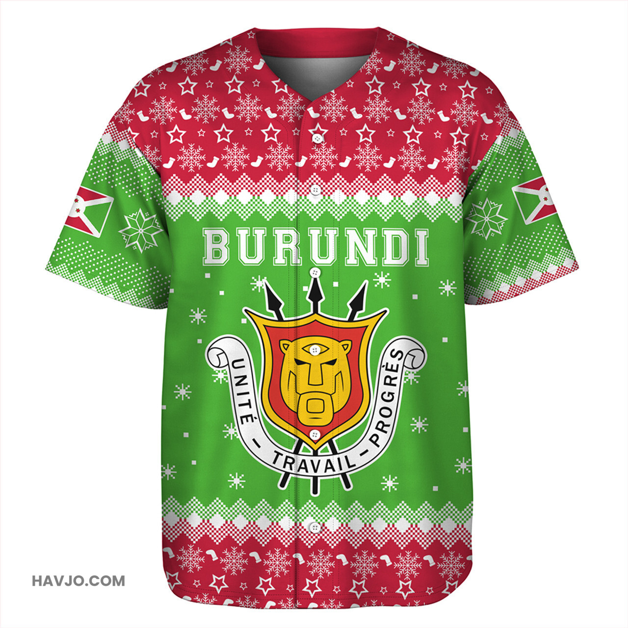Burundi Christmas Coat of Arms Baseball Jersey