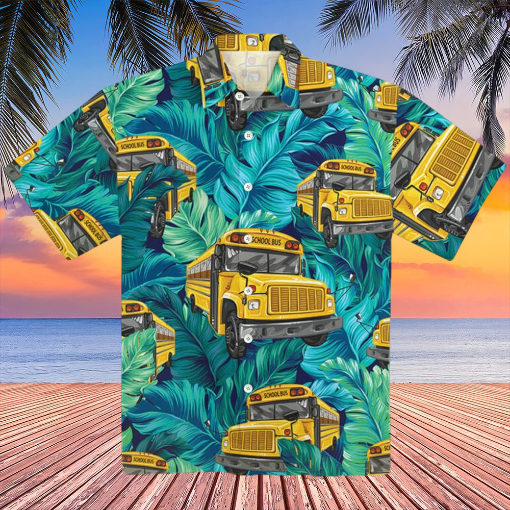 Bus Driver Tropical Hawaiian Shirt School Bus Aloha Shirt Gifts For Driver