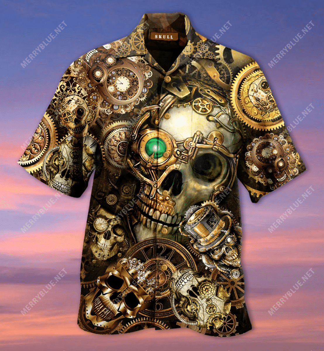 Buy Amazing Steampunk Skull Hawaiian Shirt Tropical Aloha Button Up