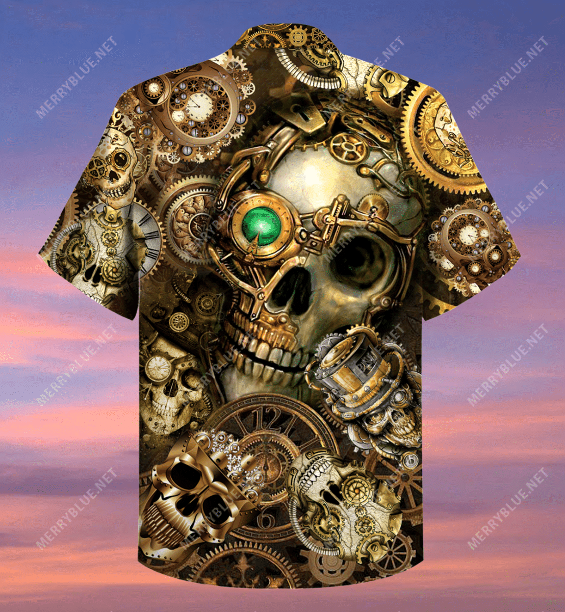 Buy Amazing Steampunk Skull Hawaiian Shirt Tropical Aloha Button Up