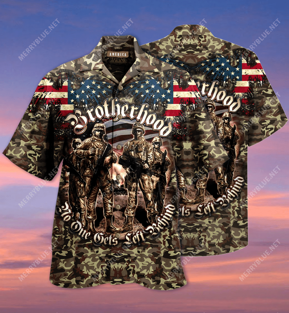 Buy Brotherhood Veterans Camouflage Hawaiian Shirt Tropical Aloha Button Up