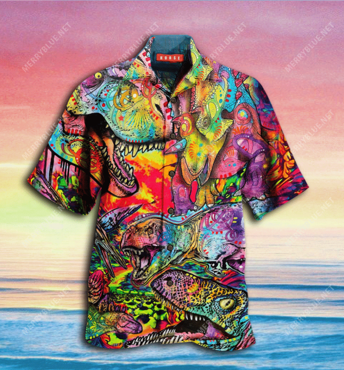 Buy Wonderful Dinosaur Unisex Hawaiian Shirt Tropical Aloha Button Up