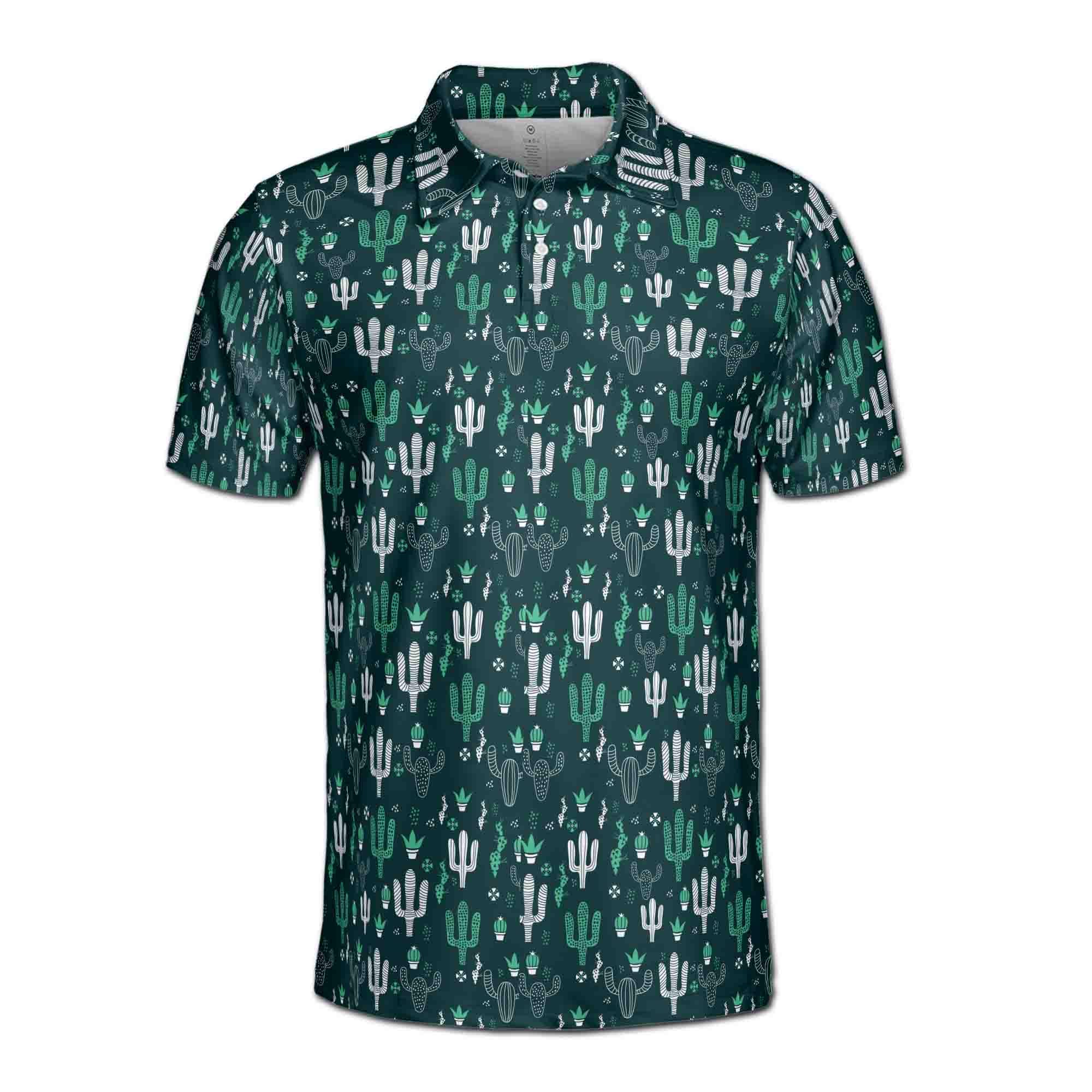 Alternative view of Cactus Doodle Men's Polo Shirt: Funny Golf Apparel