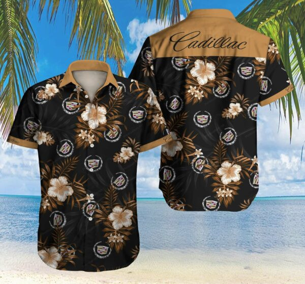 Cadillac Car Tropical Flower Hawaiian Shirt Tropical Aloha Button Up