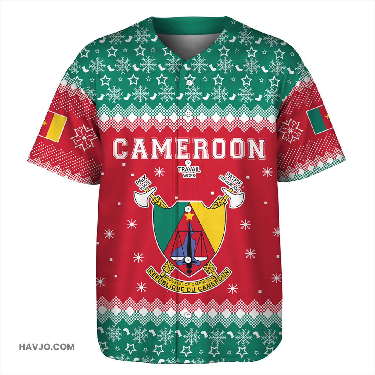 Cameroon Christmas Coat of Arms Baseball Jersey