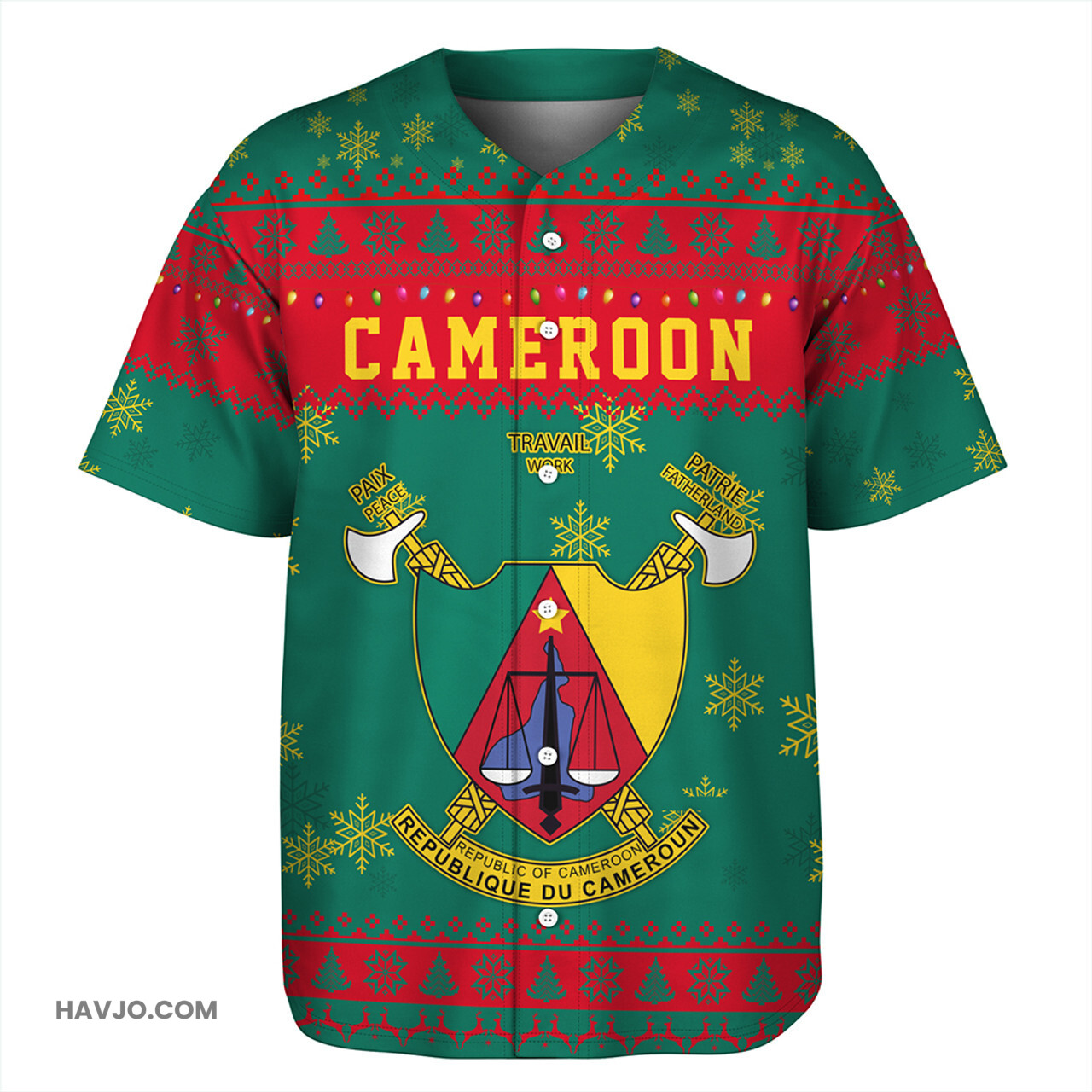 Cameroon Christmas Style Pattern Baseball Jersey
