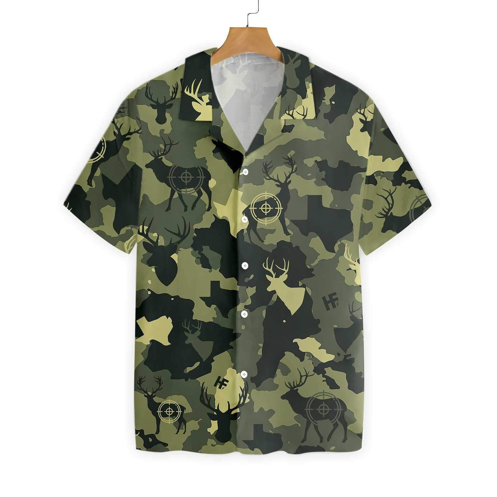 Camouflage Deer Texas Hunting Hawaiian Shirt Tropical Aloha Button Up