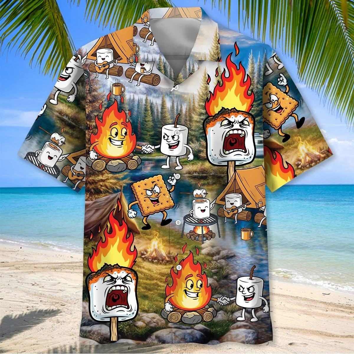 Camping Marshmallow Hawaiian Shirt Funny Aloha Shirt Best Gifts For Camping Lovers