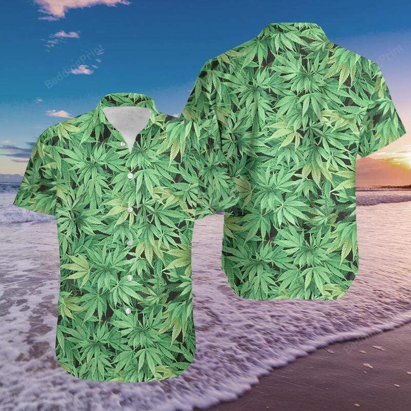 Cannabis Hawaiian Shirt Tropical Aloha Button Up