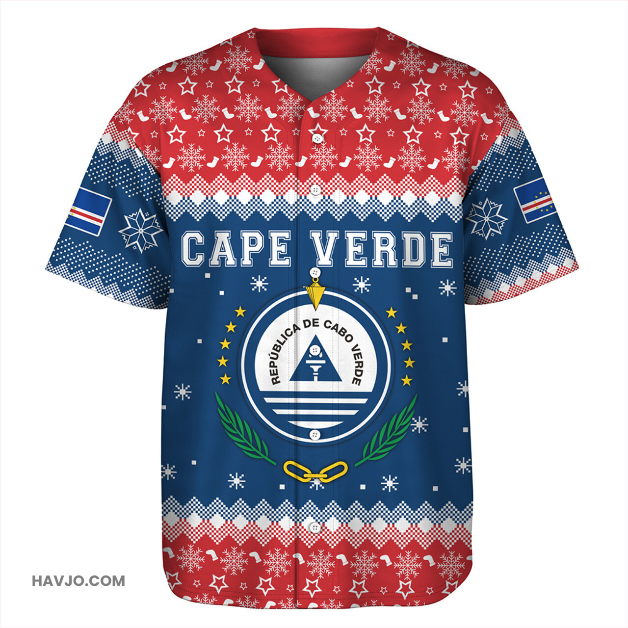 Cape Verde Christmas Coat of Arms Baseball Jersey