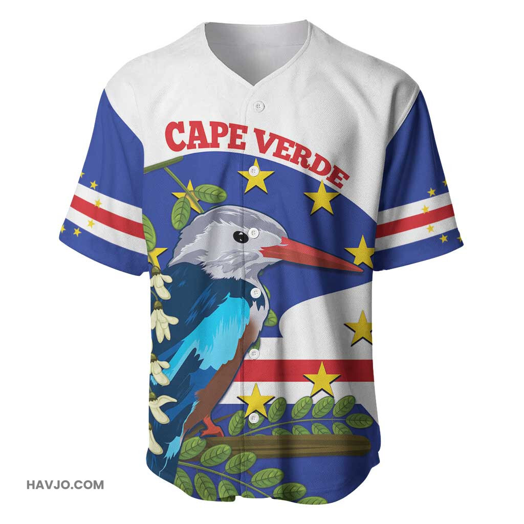 Cape Verde Grey Headed Kingfisher Mix Honey Locust Baseball Jersey