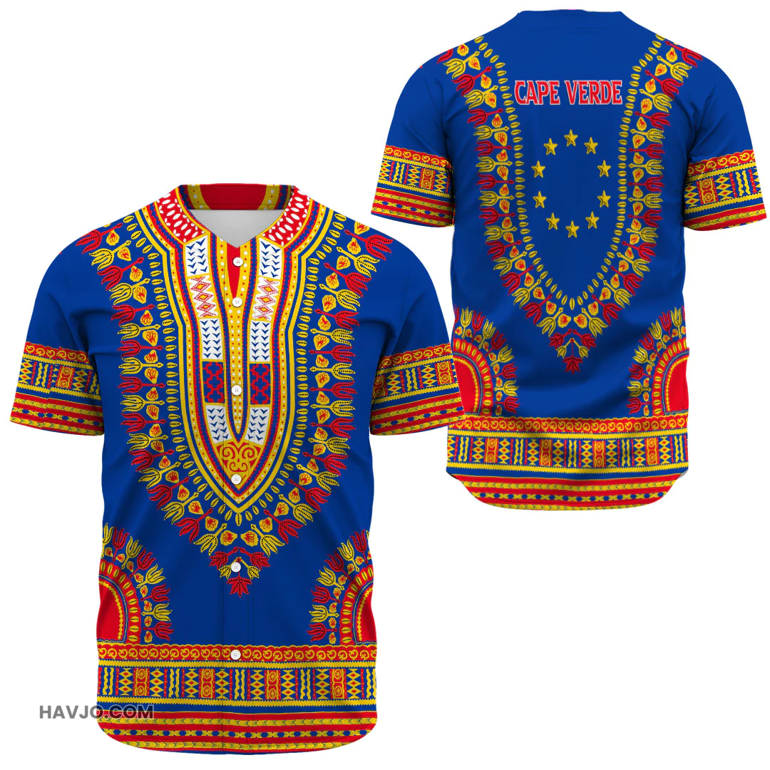 Cape Verde Traditional Dashiki Baseball Jersey