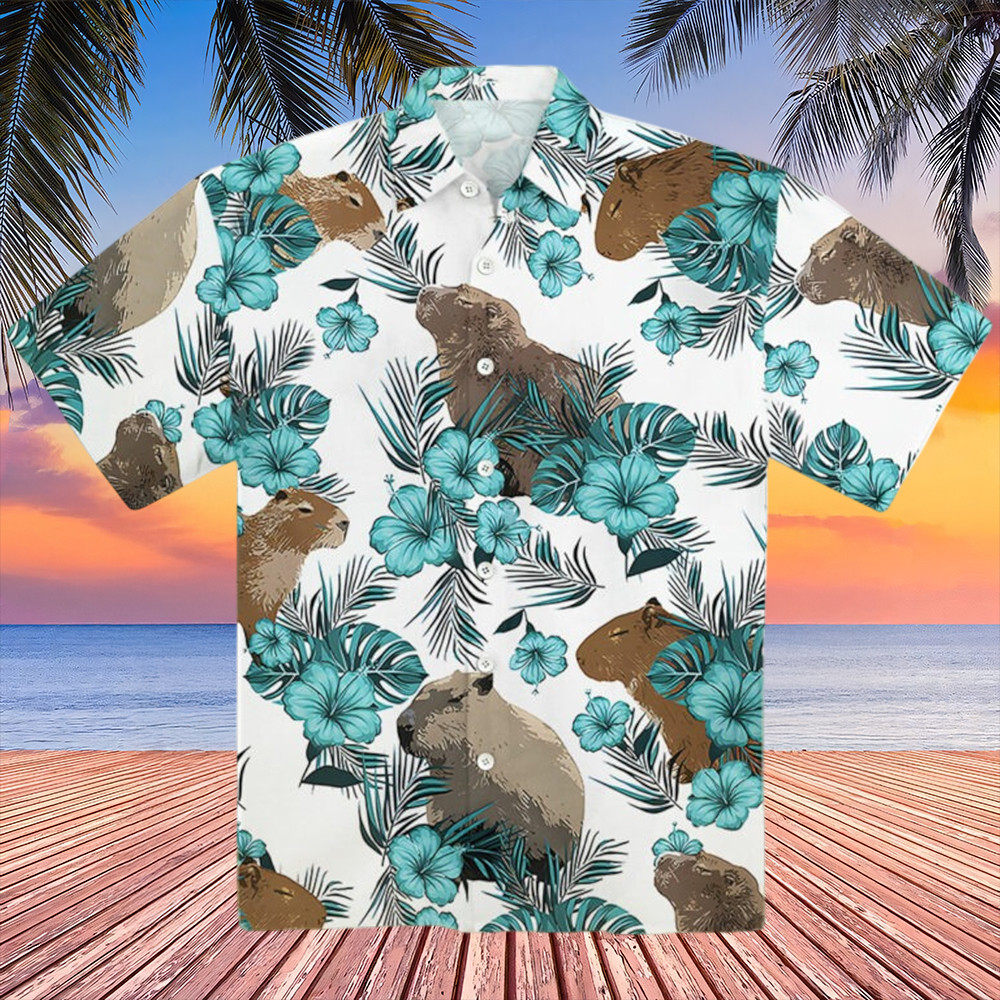 Capybara Tropical Hawaiian Shirt Cute Animal Aloha Shirt Gifts For Capybara Lovers