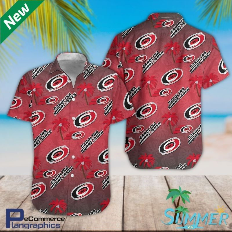 Carolina Hurricanes All Over Print Hawaiian Shirt Tropical Aloha Button Up