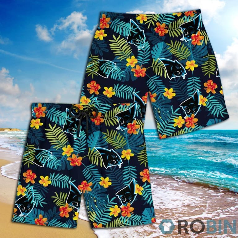Carolina Panthers & Hort Hawaiian Shirt Tropical Aloha Button Up