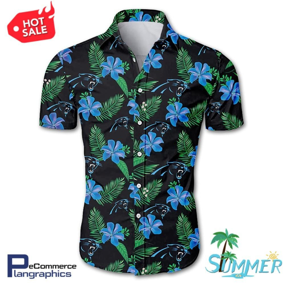 Carolina Panthers All Over Print Aloha Shirt Hawaiian Shirt Tropical Aloha Button Up