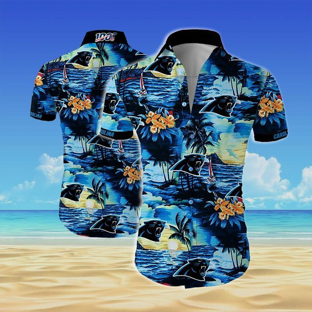 Carolina Panthers All Over Printed Hawaiian Shirt Tropical Aloha Button Up