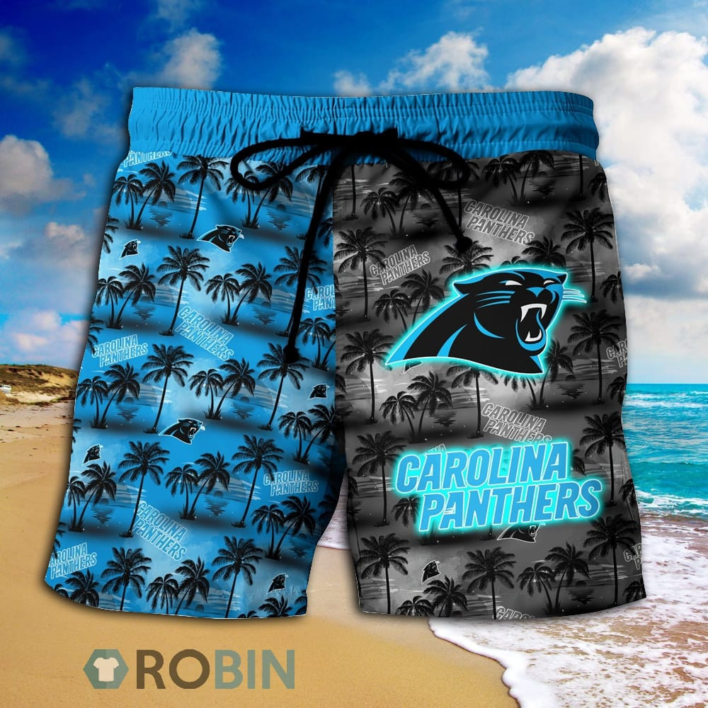 Carolina Panthers And Horts Hawaiian Shirt Tropical Aloha Button Up