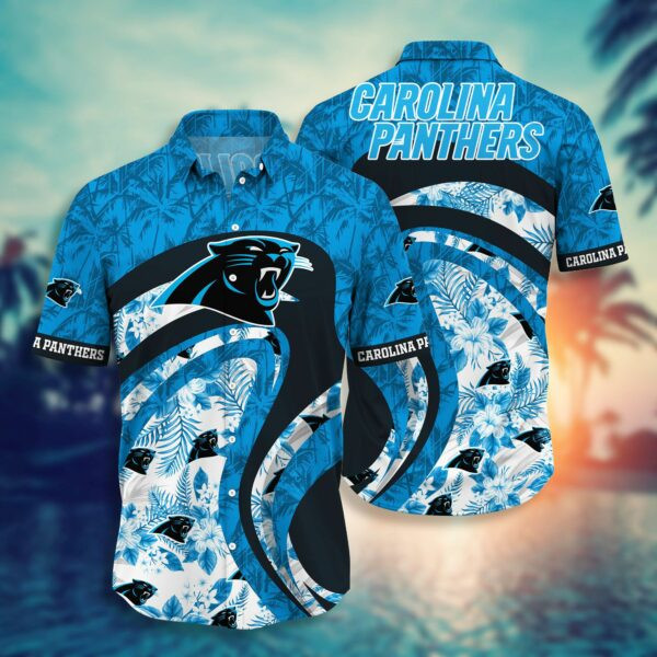Carolina Panthers Coconut And Floral Hawaiian Shirt Tropical Aloha Button Up
