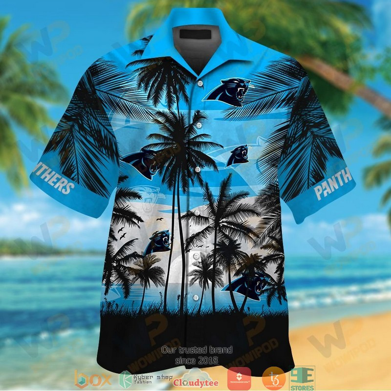 Carolina Panthers Coconut Island Blue Hawaiian Shirt Tropical Aloha Button Up