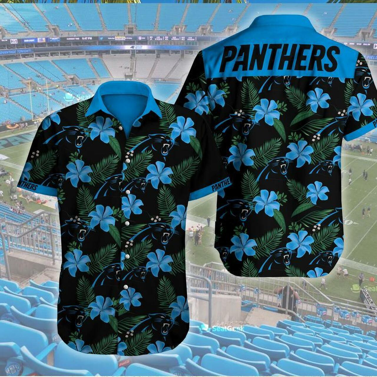 Carolina Panthers Fashion Tourism Women 31Hawaiian Shirt Tropical Aloha Button Up