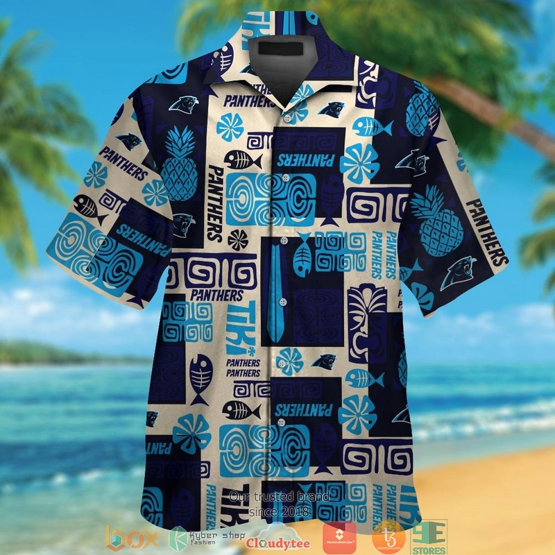 Carolina Panthers Fish Pineapple Hawaiian Shirt Tropical Aloha Button Up