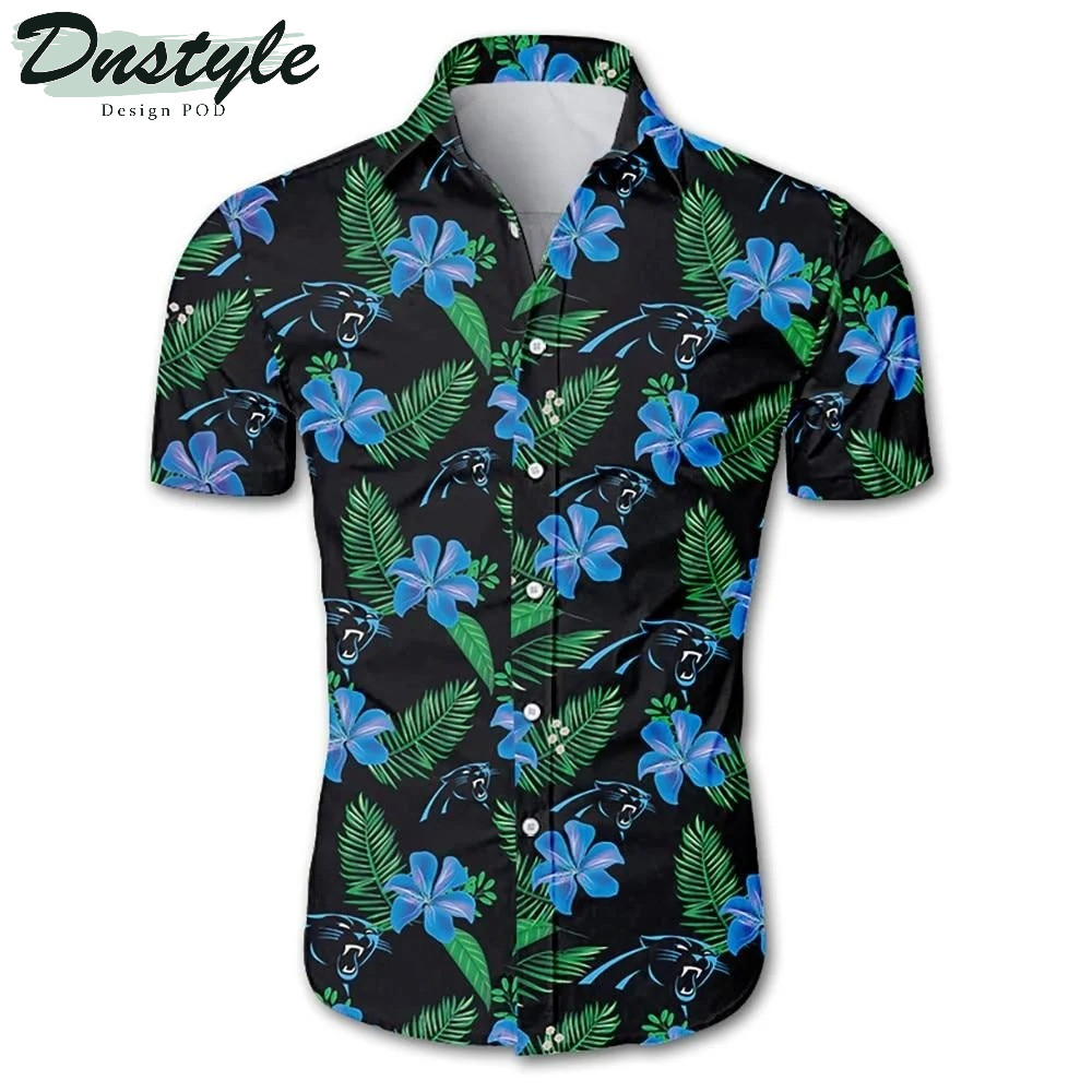 Carolina Panthers Floral Hawaiian Shirt Tropical Aloha Button Up