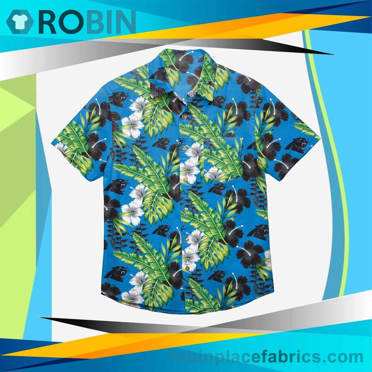 Carolina Panthers Floral Up Hawaiian Shirt Tropical Aloha Button Up