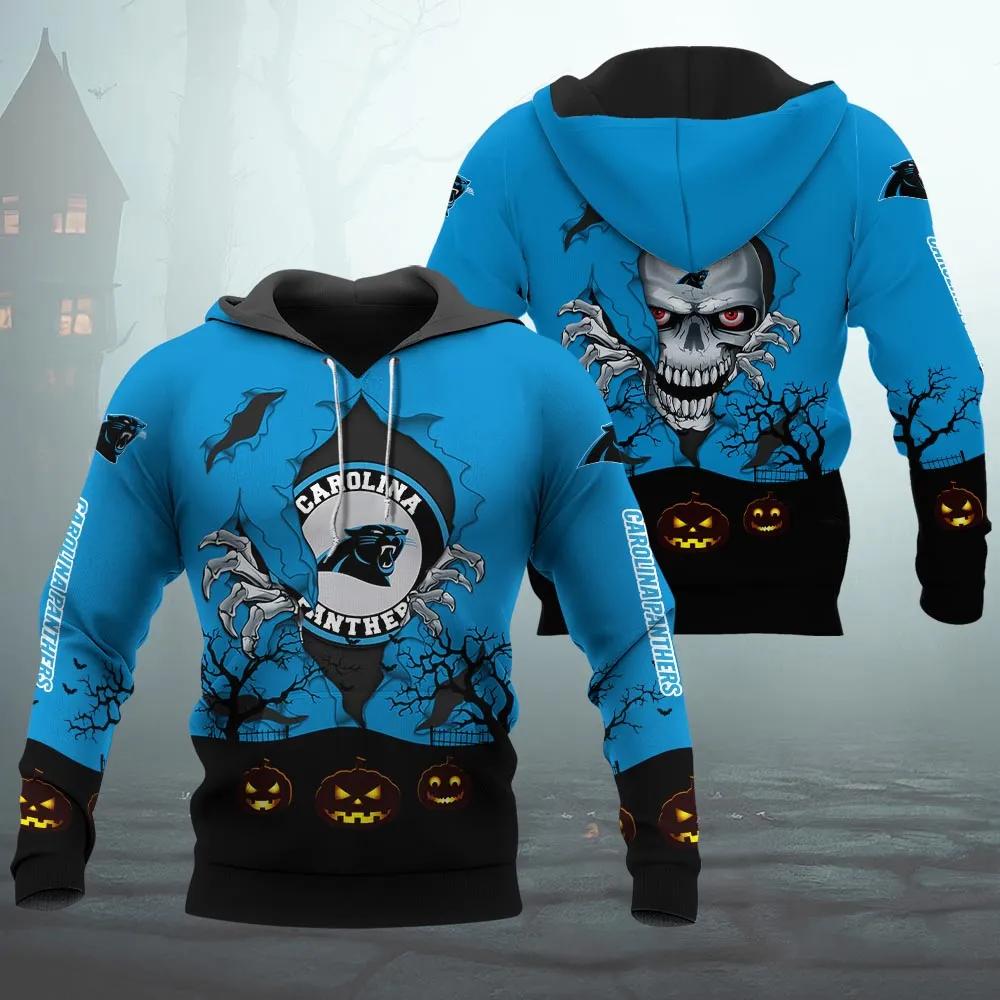 Carolina Panthers Halloween 3D NFL All Over Print Hoodie
