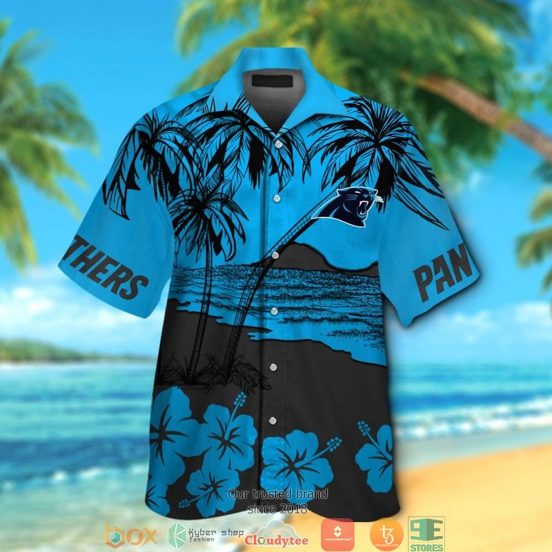 Carolina Panthers Hibiscus Coconut Island Hawaiian Shirt Tropical Aloha Button Up