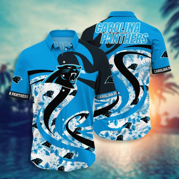 Carolina Panthers Logo Hawaiian Shirt Tropical Aloha Button Up