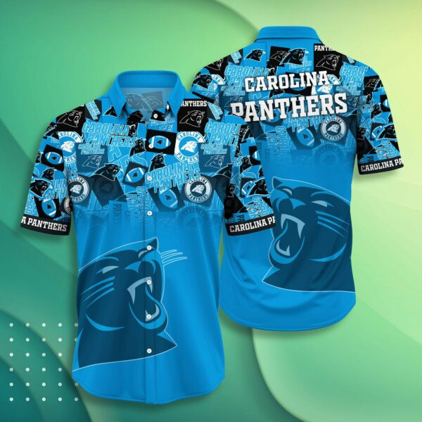 Carolina Panthers Logo Hawaiian Shirt Tropical Aloha Button Up