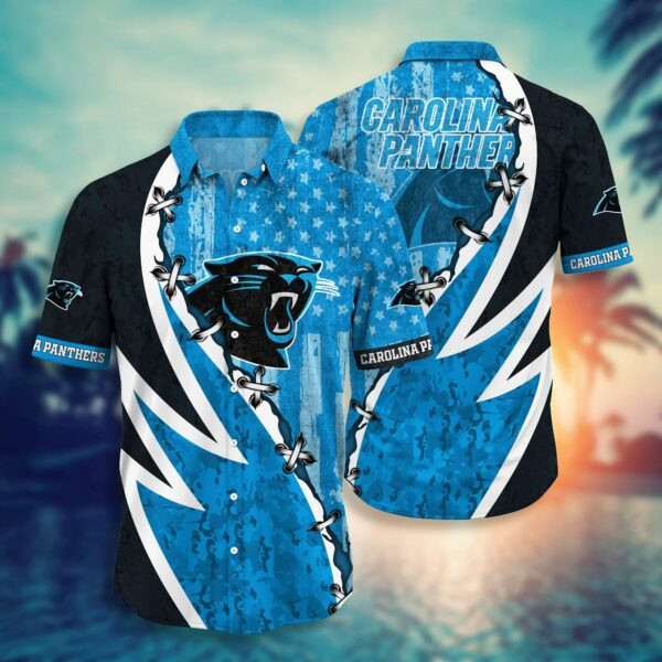 Carolina Panthers Logo Hawaiian Shirt Tropical Aloha Button Up